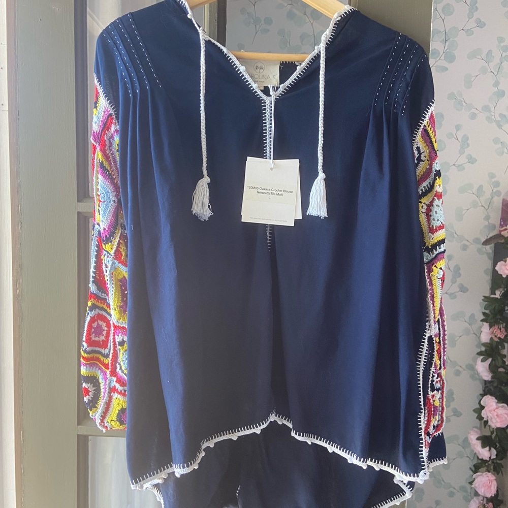 Carolina K Oaxaca Crochet Blouse Size Large NWT